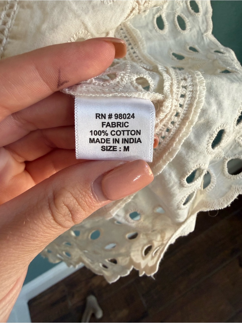 Jennifer & Grace Cream Eyelet Lace Cotton Blouse Button Back Top Cottagecore - Picture 5 of 5